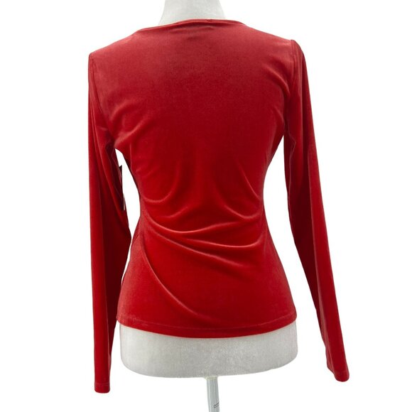 NWT INC International Concepts Velvet Velour Red Hot Top Womens Petites PS - Picture 4 of 8